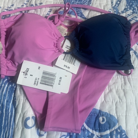 L*SPACE SET Freddie Bikini Top In Indigo Rosebud and Camacho bottom cla Rosebud - Picture 14 of 14
